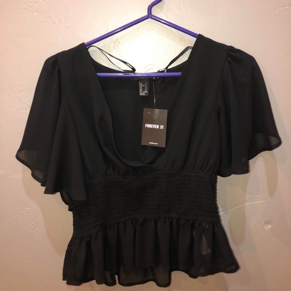 Forever 21 Black Shear Crop Top